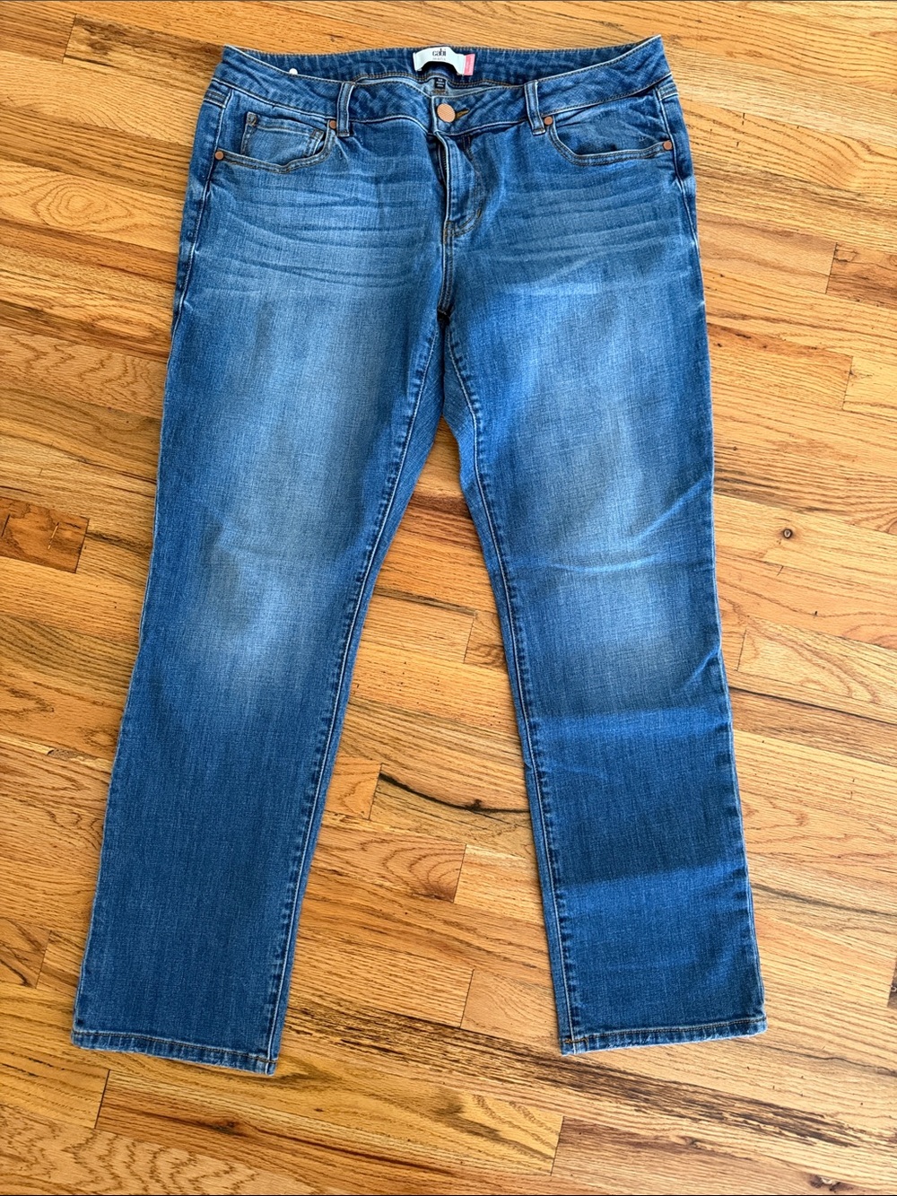 CAbi slim boyfriend distressed wash jeans